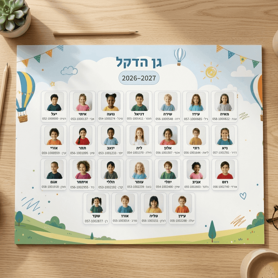 דף קשר מעוצב עם תמונות הילדים, מוכן להדפסה